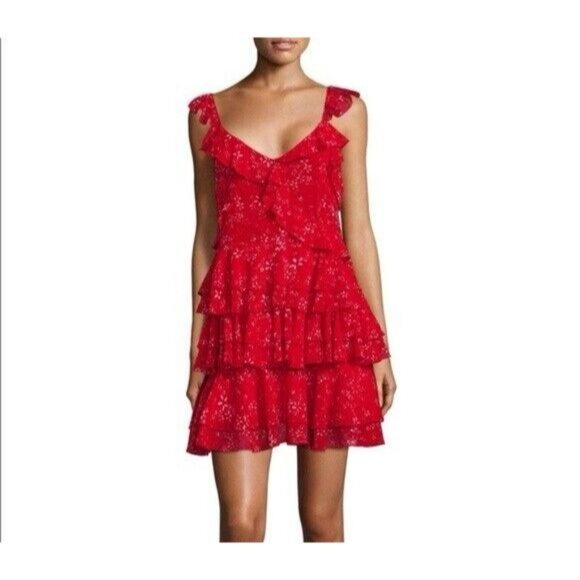The Kooples Dresses & Skirts - NWT The Kooples Moon Flower Red Floral Ruffle Mini Dress Size 2